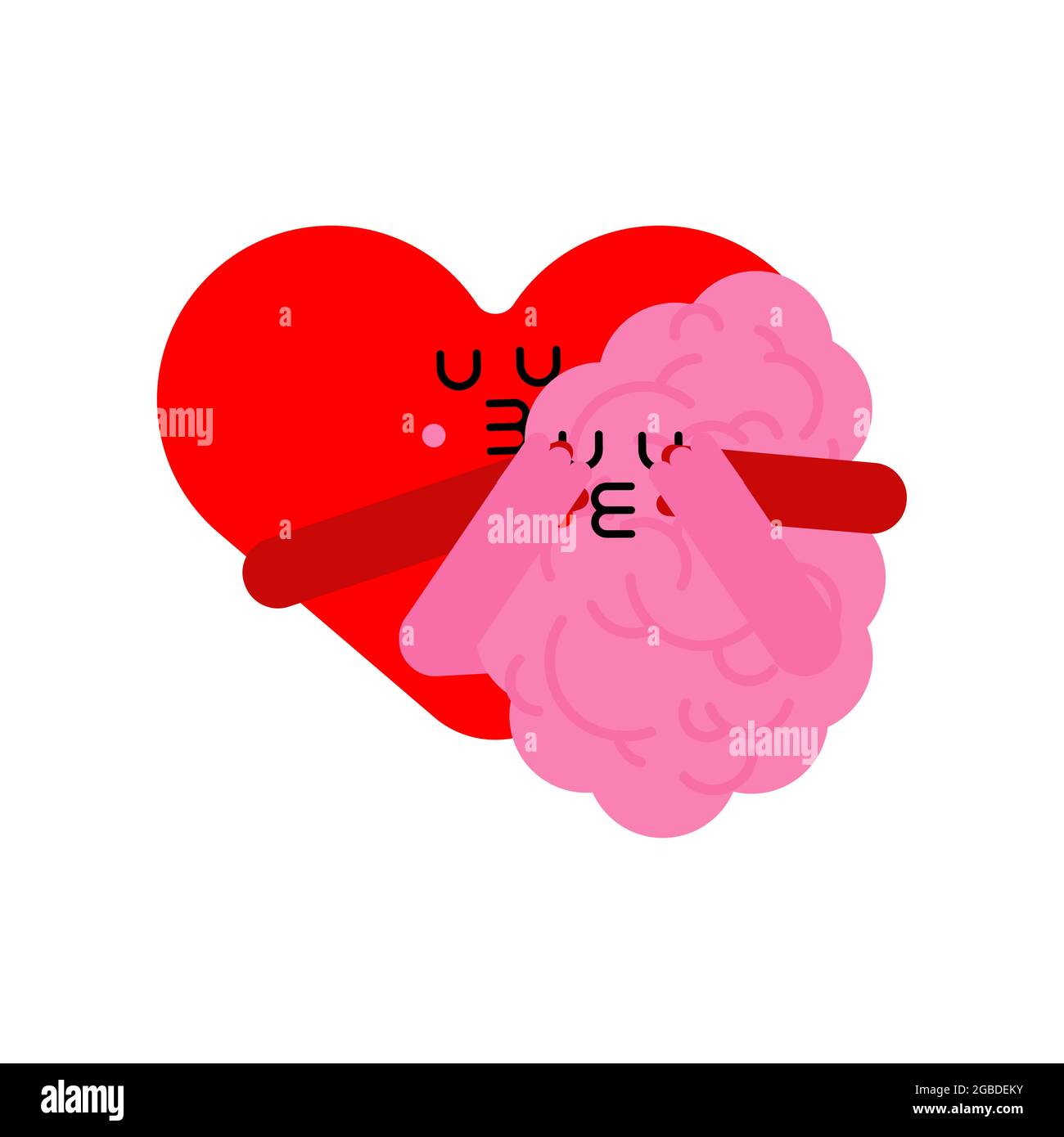 Herz und Gehirn schließen die Augen von hinten. Romantische Beziehung. Love Illustration 5 Stock Vektor