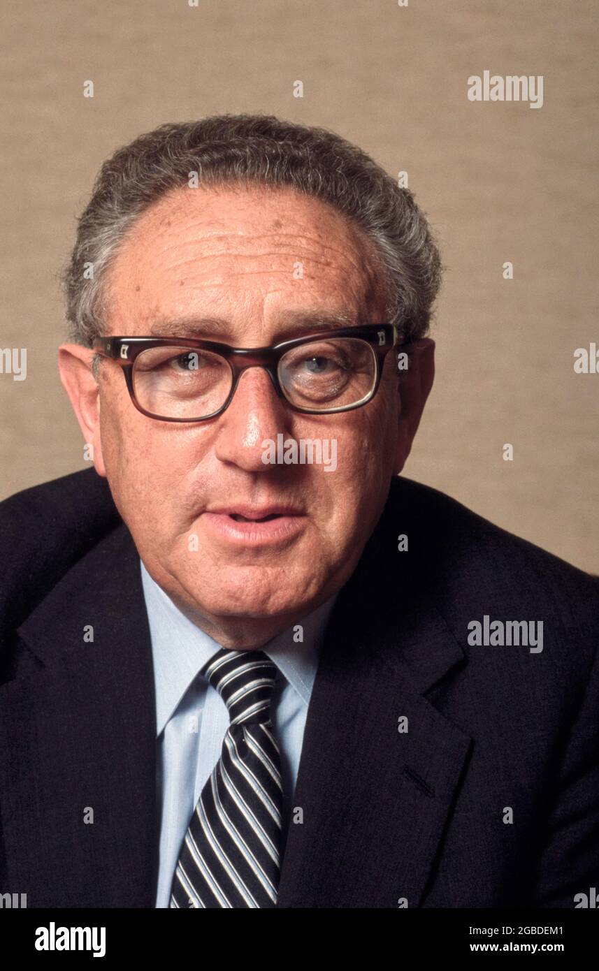 Henry Kissinger, amerikanischer Politiker und Diplomat, Kopf- und Schulterporträt, New York City, New York, USA, Bernard Gotfryd, November 1982 Stockfoto