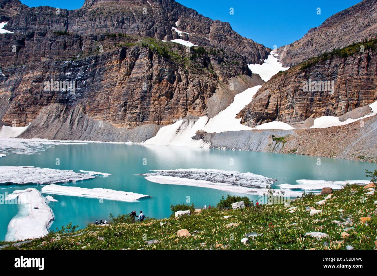 Eisschwimmen im Upper Grinnell Lake, Many Glacier, Glacier National Park, Montana Stockfoto