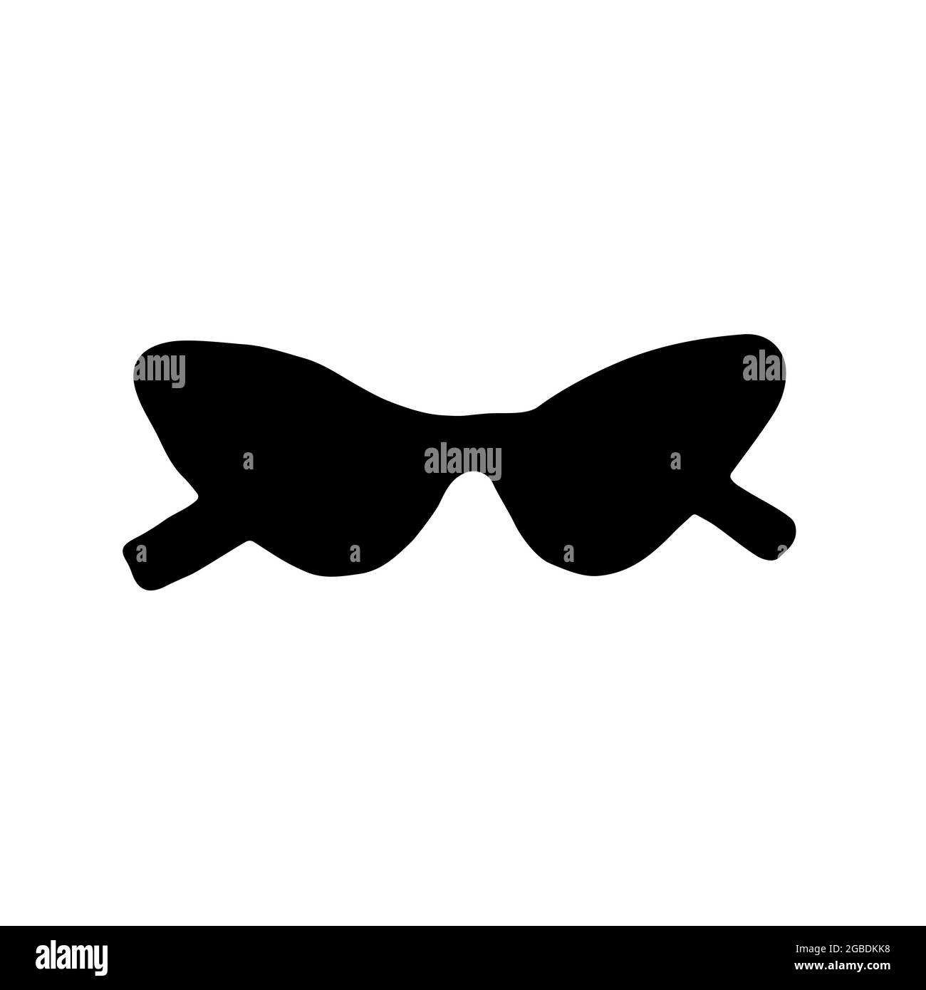 Einhändig gezogene Sonnenbrille im Doodle-Stil. Brillen-Schild für Grußkarten und Aufkleber. Vektordarstellung auf weißem Hintergrund isoliert. Stock Vektor
