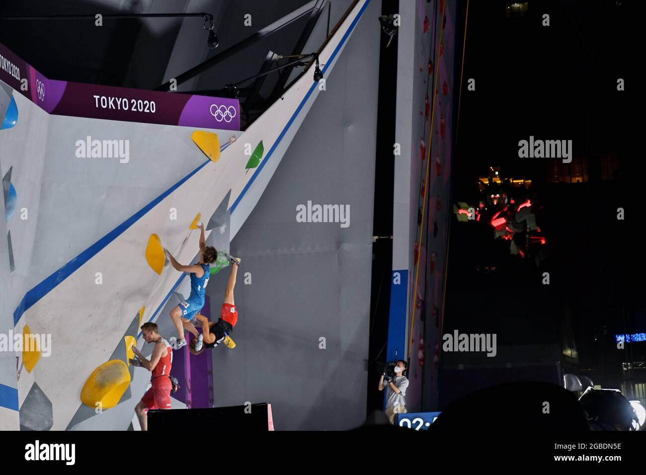 Tokio, Japan. August 2021. Allgemeine Ansicht in der Bouldering-Qualifikation während der Olympischen Spiele in Tokio am 3. August 2021 im Aomi Urban Sports Park in Tokio, Japan, wurde der Sport für Männer ausgetragen. Foto von Keizo Mori/UPI Credit: UPI/Alamy Live News Stockfoto