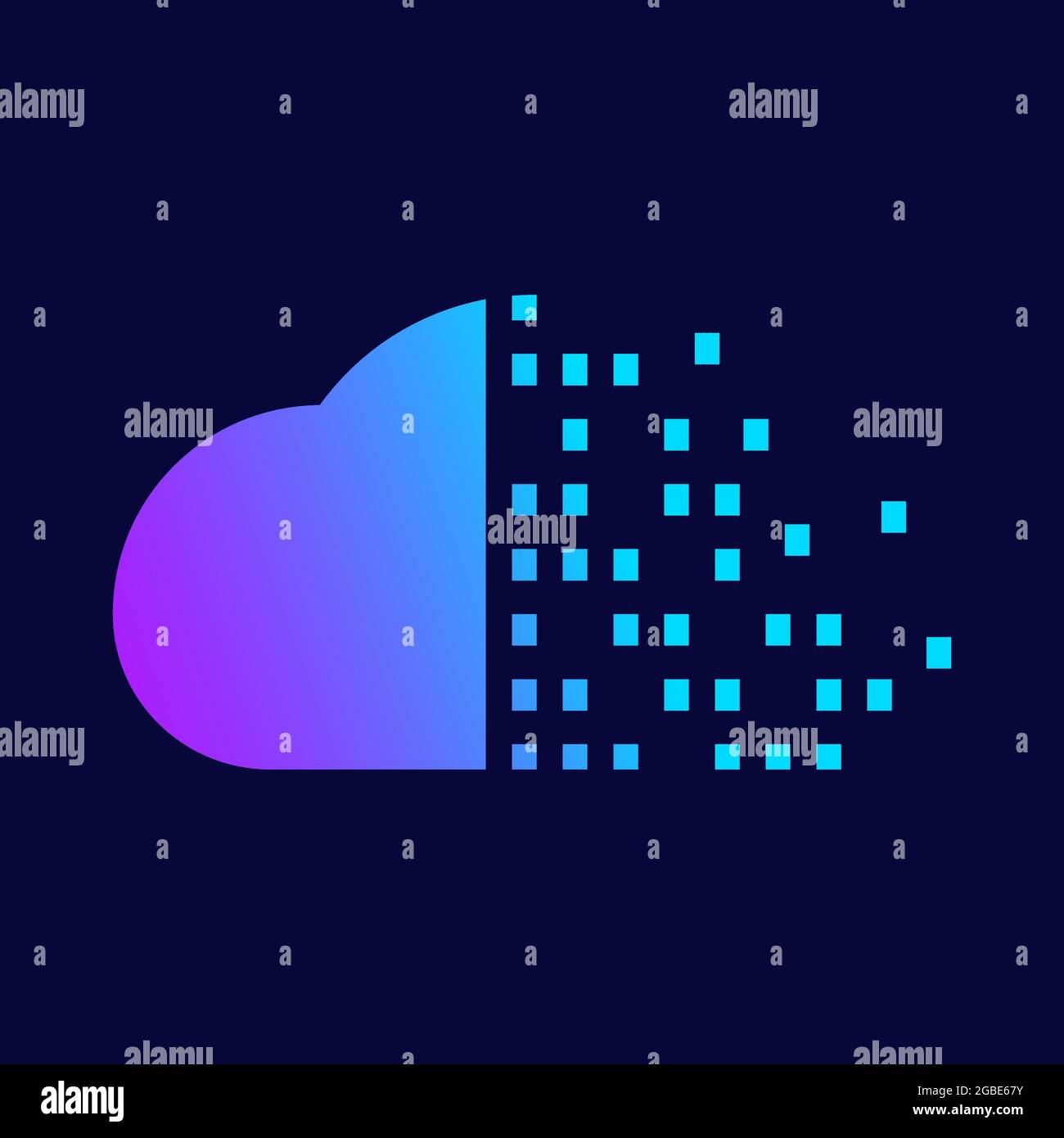 Logo oder Symbolwolke mit dunklem Hintergrund, Vektorgrafik Stock Vektor