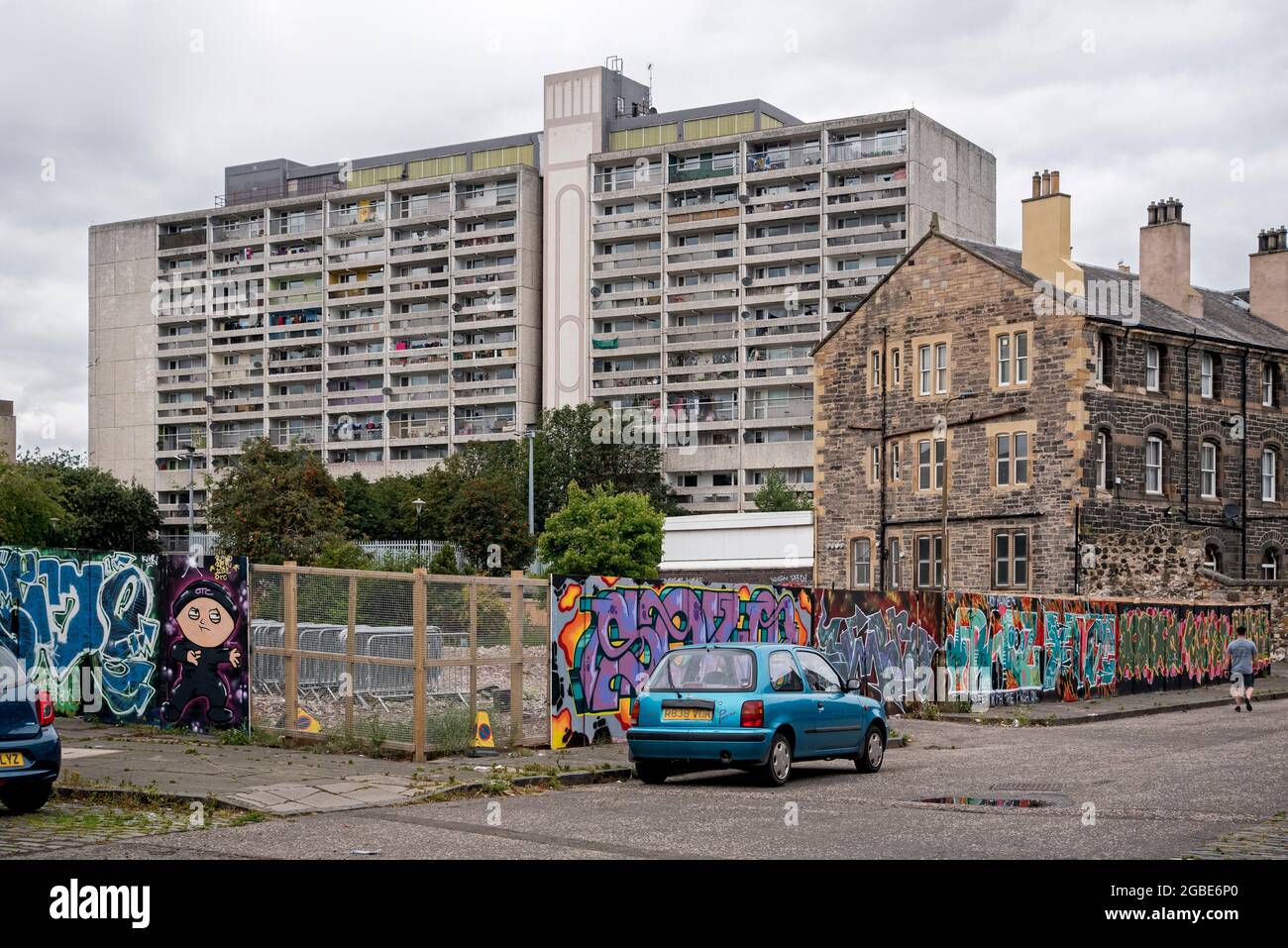 Linksview House, brutalistische Architektur der 1960er Jahre, in Leith Edinburgh, Schottland, Großbritannien. Stockfoto
