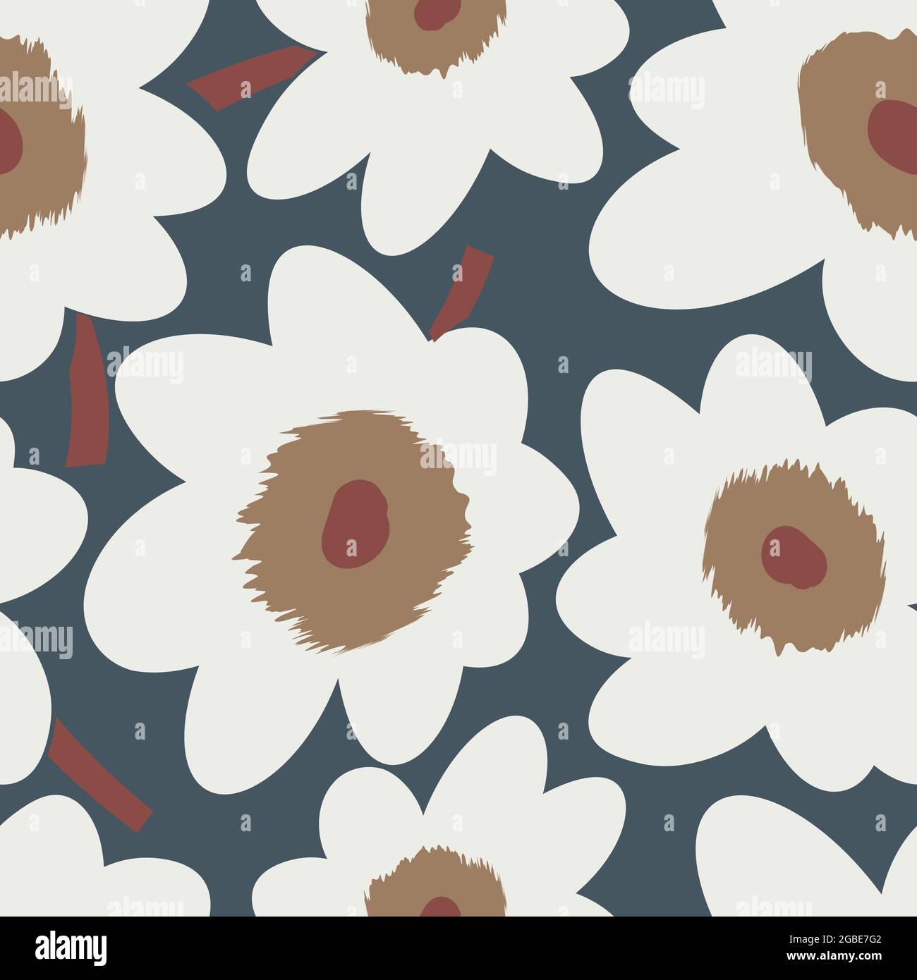 Nahtlose einfache niedliche Muster von großen weißen Blumen auf navy Hintergrund.Endless floralen Ornament mit schönen Blüten.Bunte Kulisse für Stoff Stock Vektor