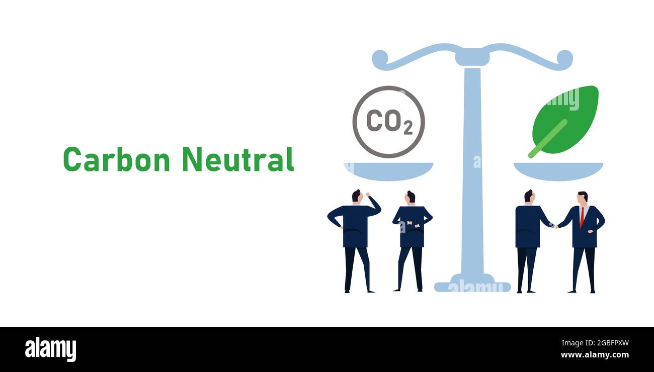 Ausgleich CO2-neutraler CO2-Gasemissionen Offset Leader Make Deal Agreement Business neutralisieren Auswirkungen der Umweltverschmutzung Stock Vektor