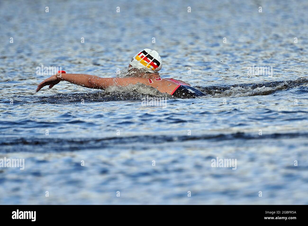 Leonie BECK (GER), Action. Frauen 10 km Marathon Schwimmen,  Langstreckenschwimmen, Odaiba Marine Park am 08/04/2021. Olympische  Sommerspiele 2020, ab 23.07. - 08.08.2021 in Tokio/Japan Stockfotografie -  Alamy