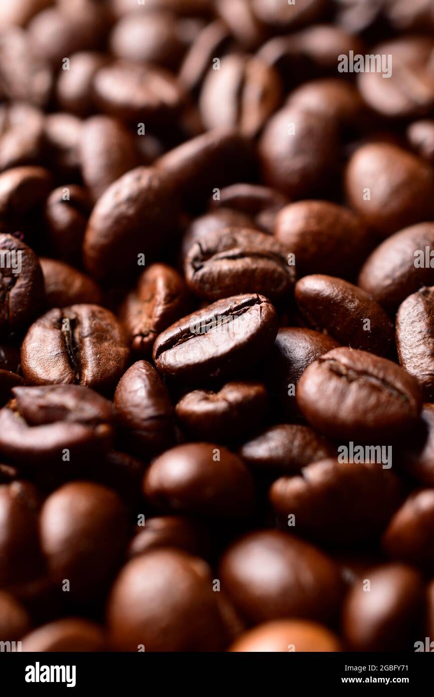 Nahaufnahme Von Gerösteten Kaffeebohnen Stockfoto