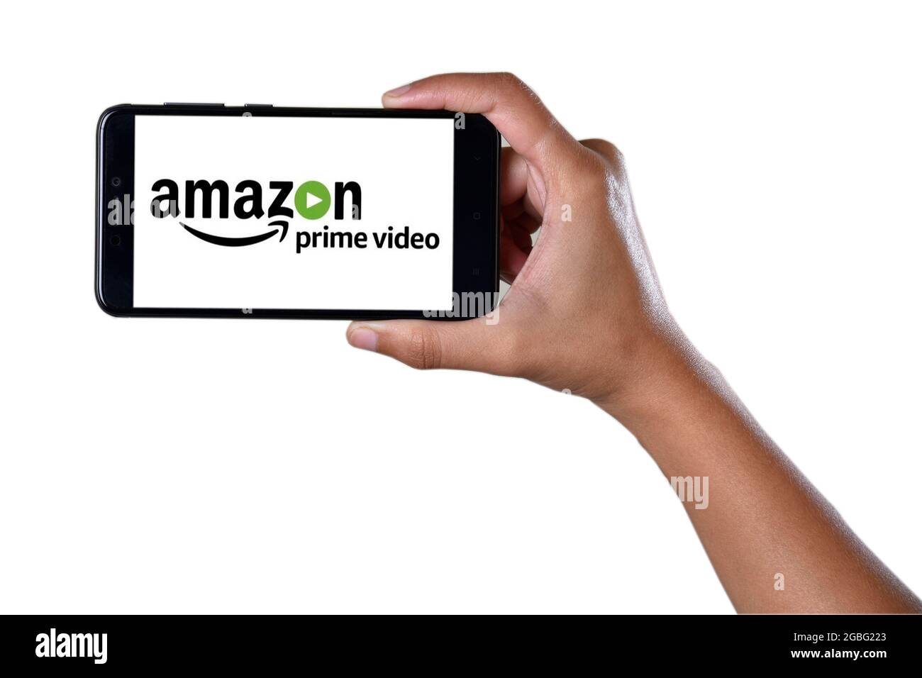 Mumbai , Indian- 1. Dezember 2018: Amazon Prime Video Logo Auf Smartphone Isoliert Auf Weißem Hintergrund Mit Beschneidungspfad Stockfoto