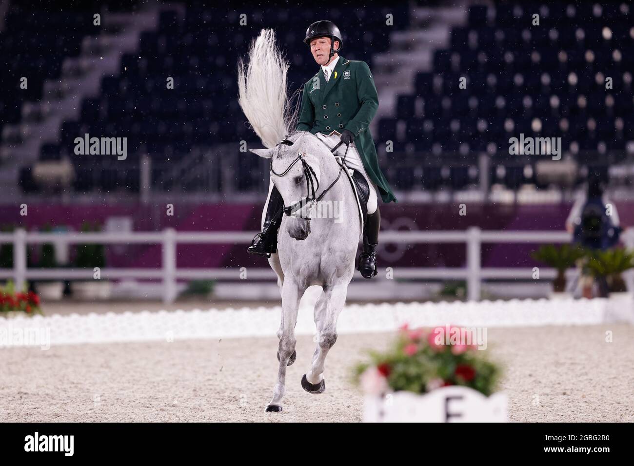 TOKIO, JAPAN - 30. JULI: Austin O'Connor aus Irland tritt bei den Olympischen Spielen 2020 im Equestrian Park am 30. Juli 2021 in Tokio, Japan, im Team und im Einzelwettstreit mit dem Team der Eventing Dressage an (Foto: Pim Waslander/Orange Picics) Stockfoto