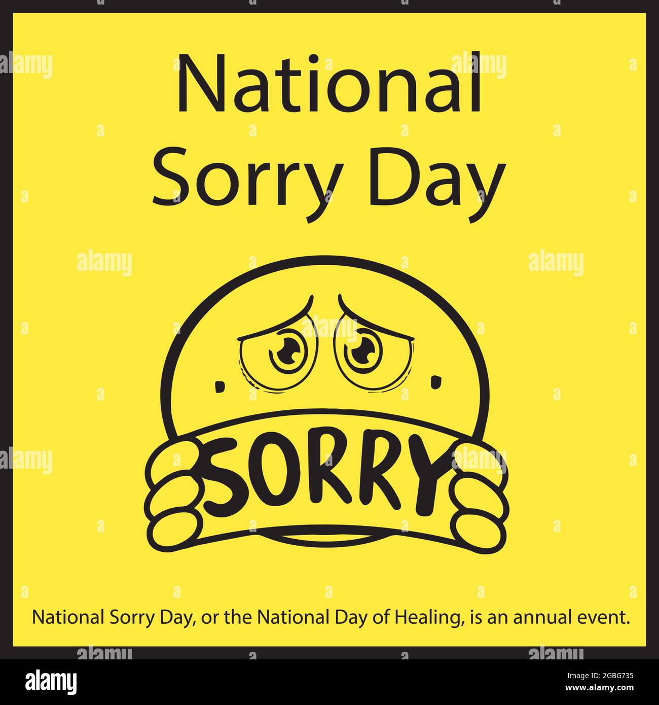 Der National Sorry Day, oder der National Day of Healing, ist ein jährliches Ereignis. Stock Vektor