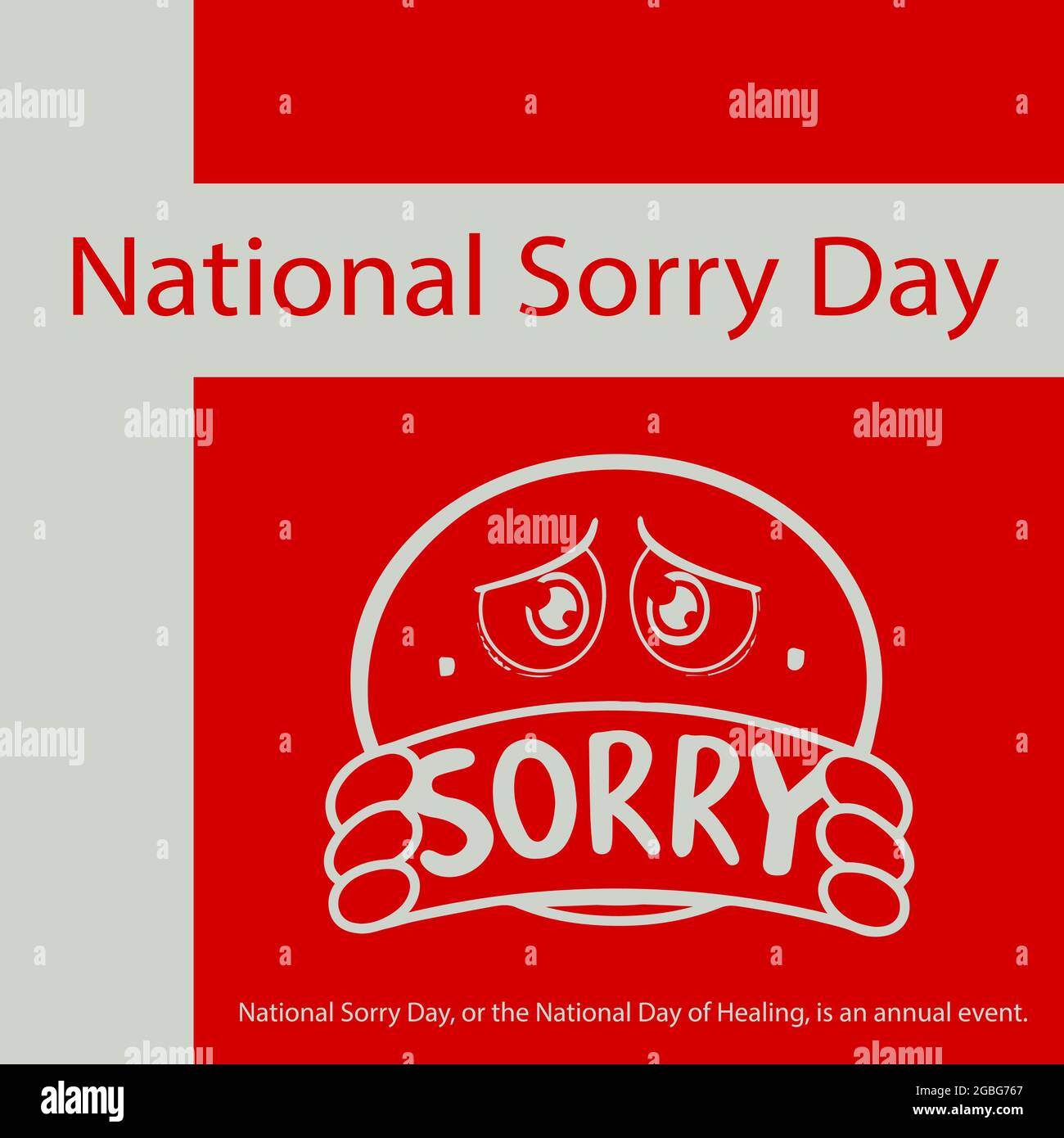 Der National Sorry Day, oder der National Day of Healing, ist ein jährliches Ereignis. Stock Vektor
