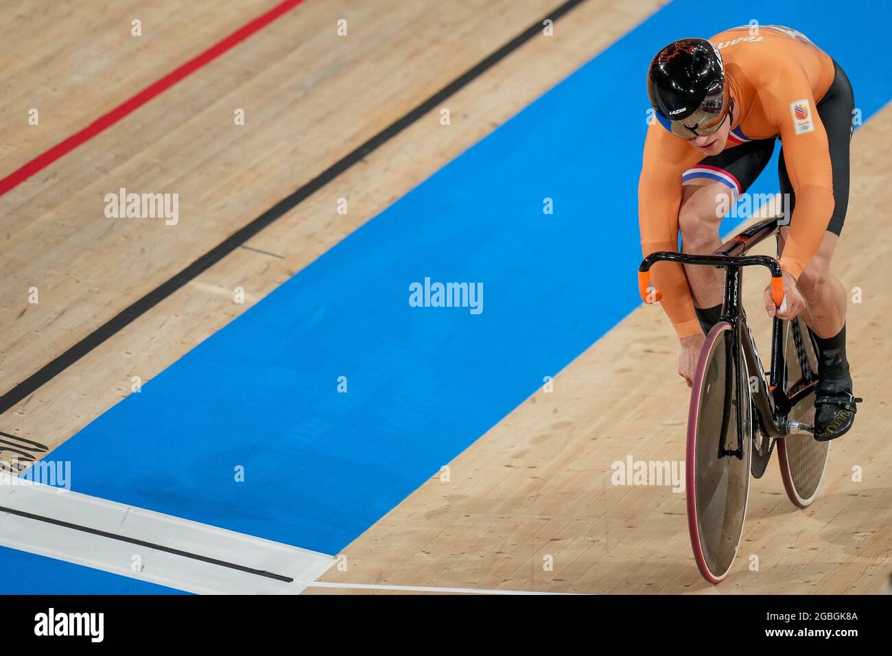 Tokio, Japan. August 2021. TOKIO, JAPAN - 4. AUGUST: Teilnahme am Sprint-Qualifying der Männer während der Olympischen Spiele 2020 in Tokio auf dem Izu Velodrome am 4. August 2021 in Tokio, Japan (Foto von Yannick Verhoeven/Orange Picics) NOCNSF Credit: Orange Pics BV/Alamy Live News Stockfoto