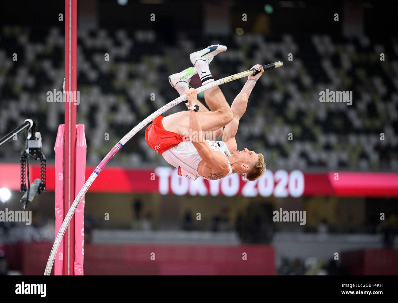 Piotr LISEK (POL), menÕs Pole Vault Athletics Action, menÕs Pole Vault, am 3. August 2021 Olympische Sommerspiele 2020, ab 23. Juli. - 08.08.2021 in Tokio/Japan. Stockfoto