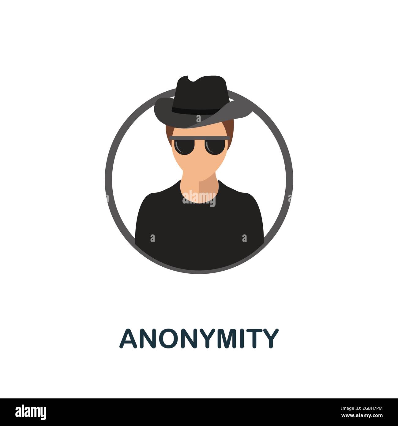 Anonymität flaches Symbol. Farbiger Schild aus der Kryptowährungskollektion. Kreative Anonymität Symbol Illustration für Web-Design, Infografiken und mehr Stock Vektor
