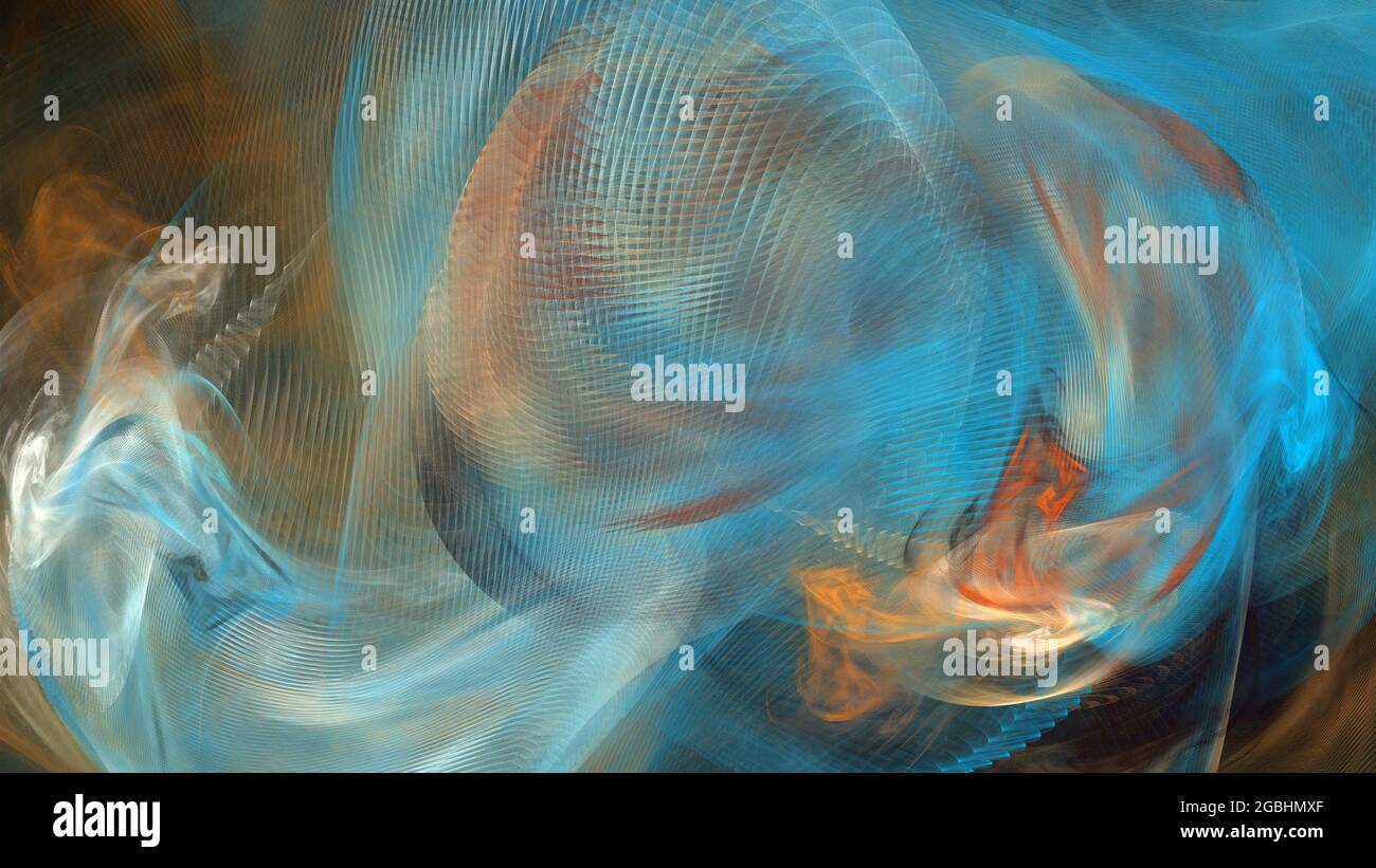 Wunderschönes digitales Fraktal mit dynamischen Linien und fließenden Pastellfarben Stockfoto