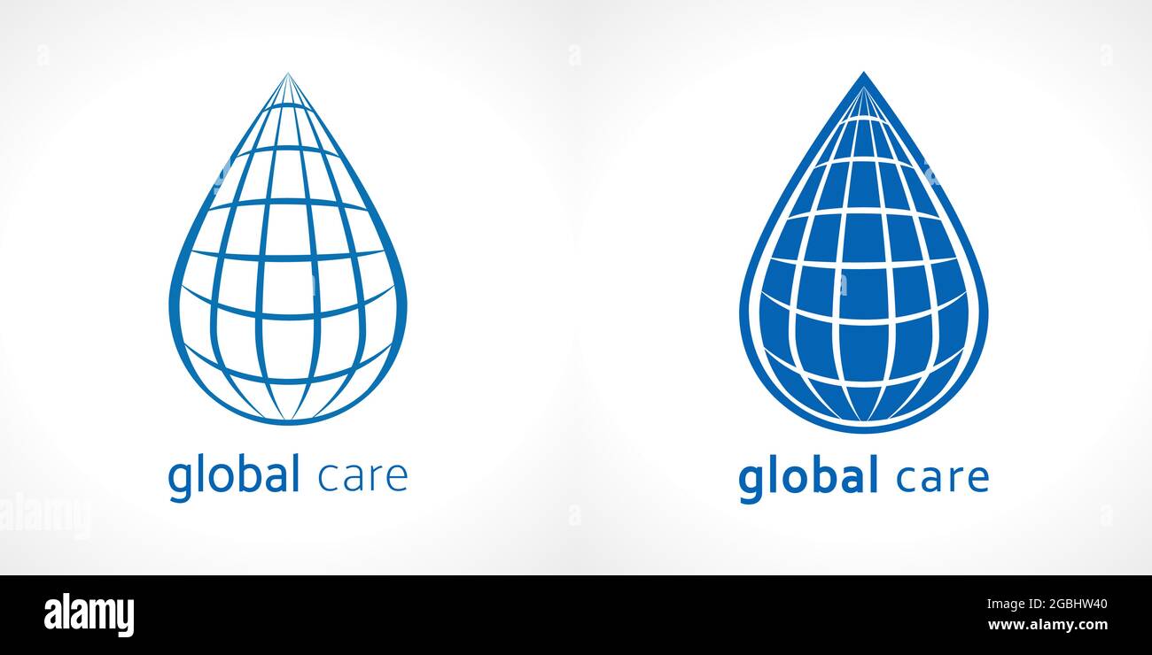 Wassertropfen, Logo-Konzept. Isolierte abstrakte Grafik-Design-Vorlage. Blau gefärbte kreative Trinktropfen Haufen. Corporate Healthcare Branding i Stock Vektor