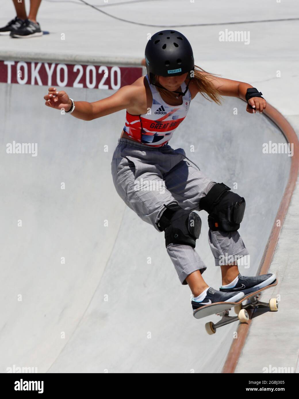 Tokio, Kanto, Japan. August 2021. Sky Brown (GBR) beim Skateboarden im Frauenpark während der Olympischen Sommerspiele 2020 in Tokio im Ariake Urban Sports Park. (Bild: © David McIntyre/ZUMA Press Wire) Stockfoto