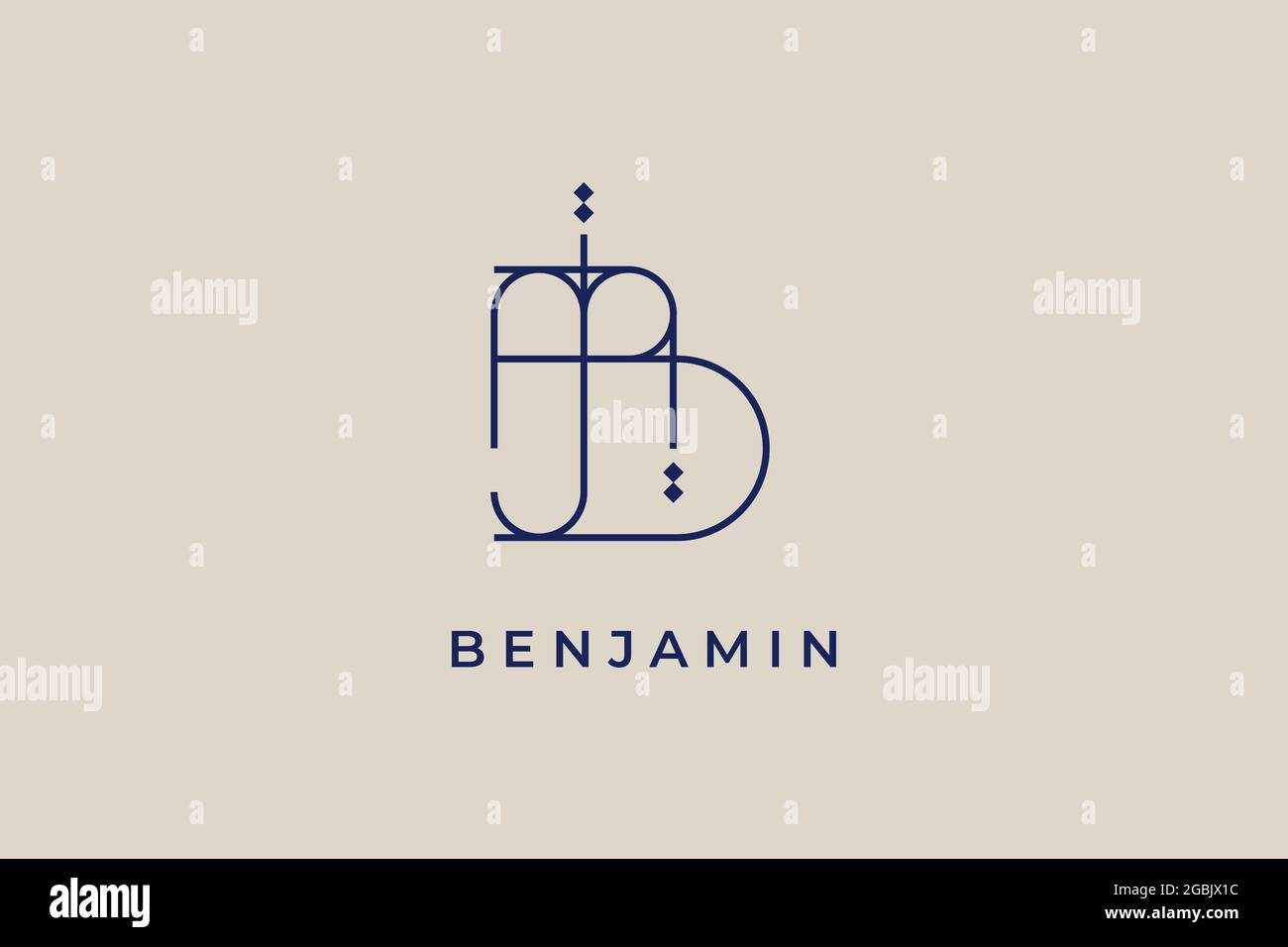 Logoname benjamin, verwendbares Logodesign für privates Logo, Visitenkarte Web-Icon, Social Media-Icon Stock Vektor