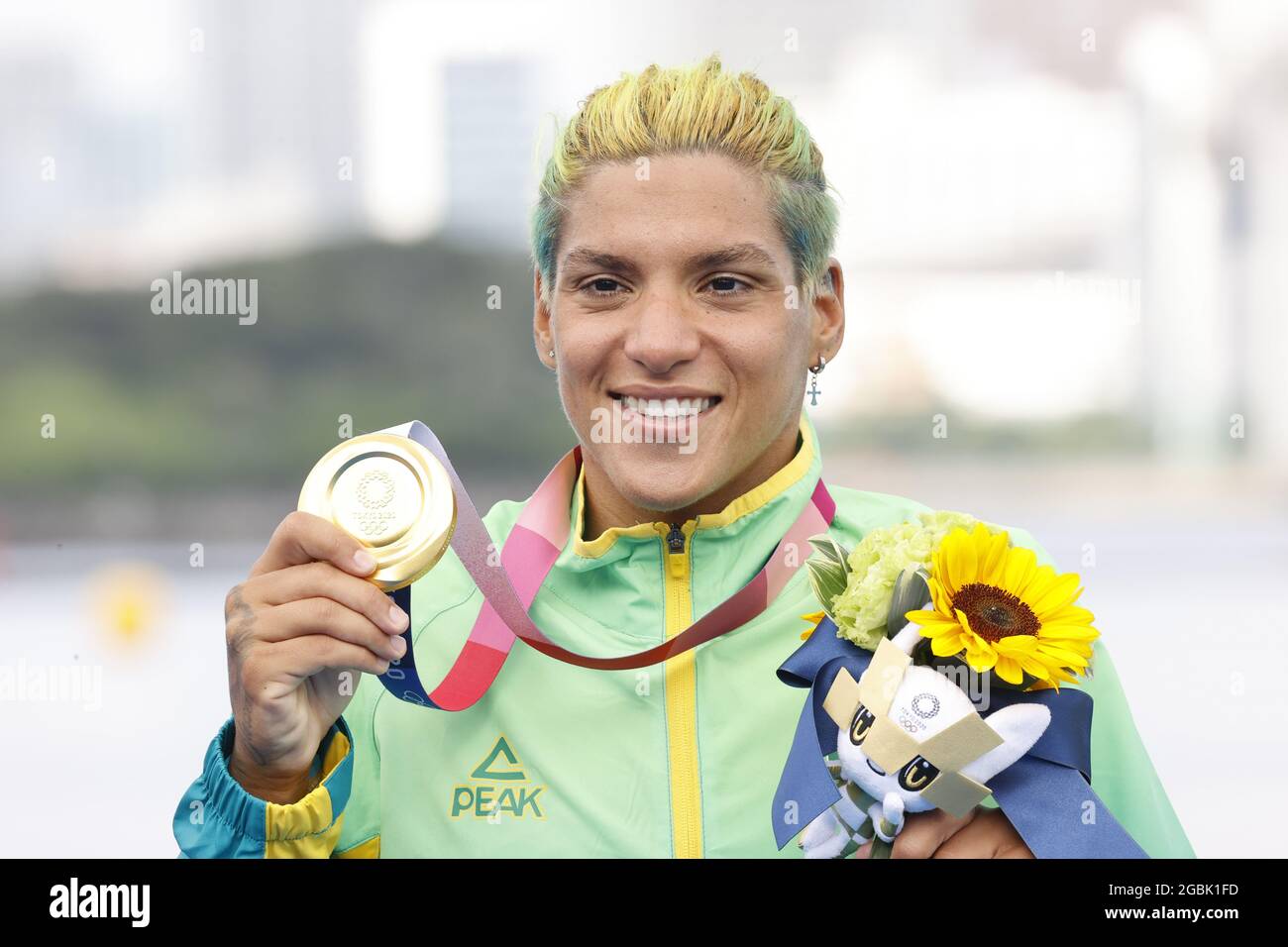 CUNHA Ana Marcela (BRA) Goldmedaille während der Olympischen Spiele Tokio 2020, Marathon Schwimmen Frauen 10 km Finale am 4. August 2021 im Odaiba Marine Park in Tokio, Japan - Foto Takamitsu Mifune / Foto Kishimoto / DPPI Stockfoto