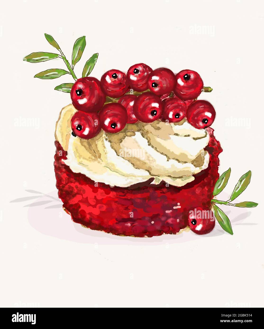 Dessert mit roten Johannisbeeren auf weißem Hintergrund Stockfoto
