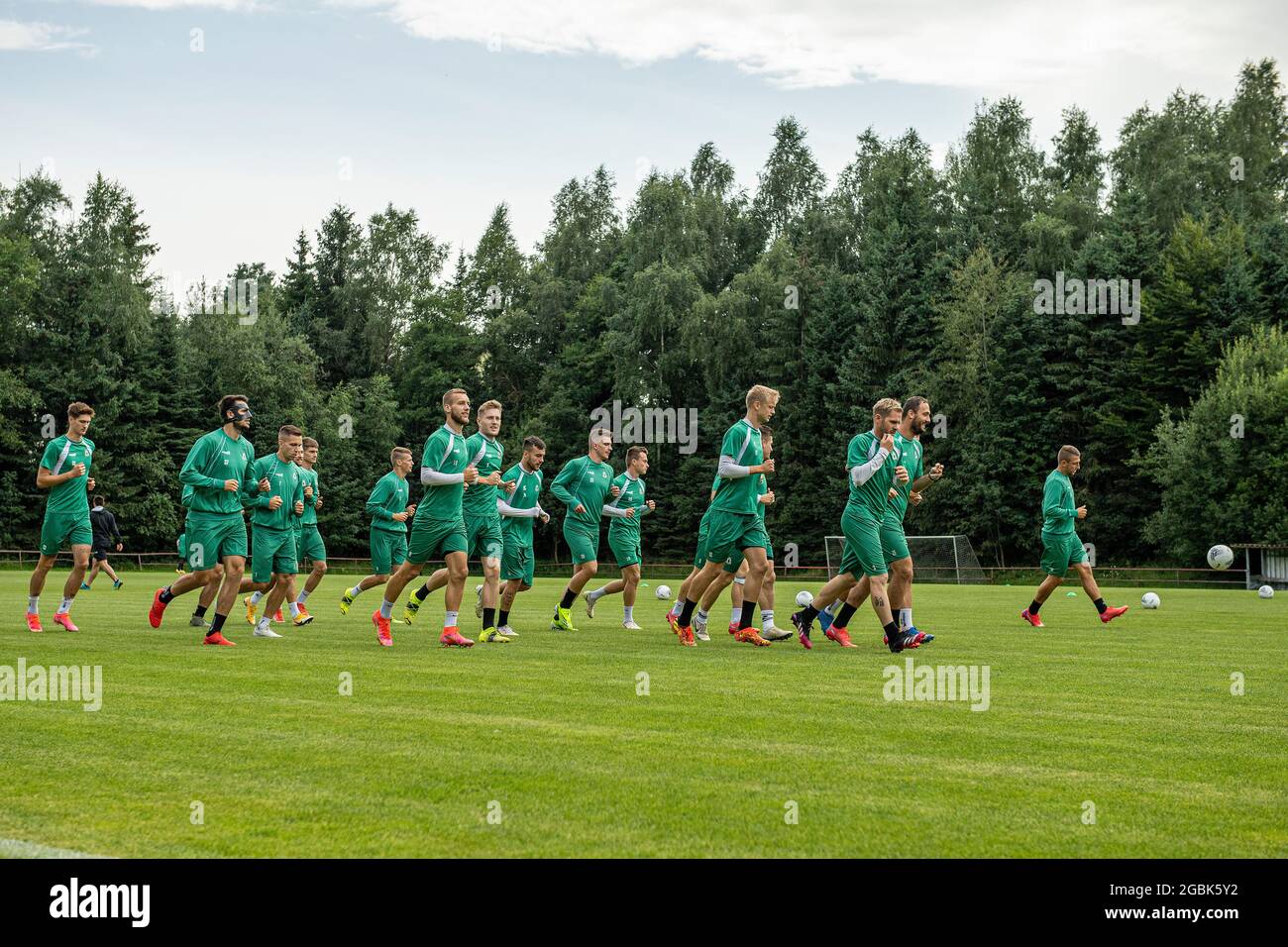 Jablonec Nad Nisou Tschechische Republik August 2021 Die Spieler Des Fk Jablonec Nehmen Am Training Vor Dem 3 Qualifikationsrunden Fussballspiel Der Europa League Fk Jablonec Gegen Celtic Glasgow In Jablonec Nad Nisou Tschechische