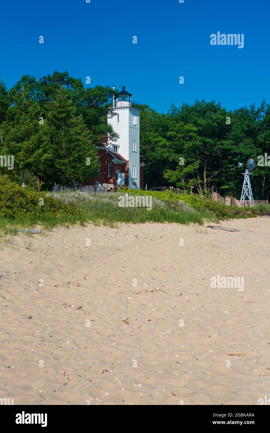 Lighthouse - 40 Mile Point, Rogers City Michigan Usa Stockfoto