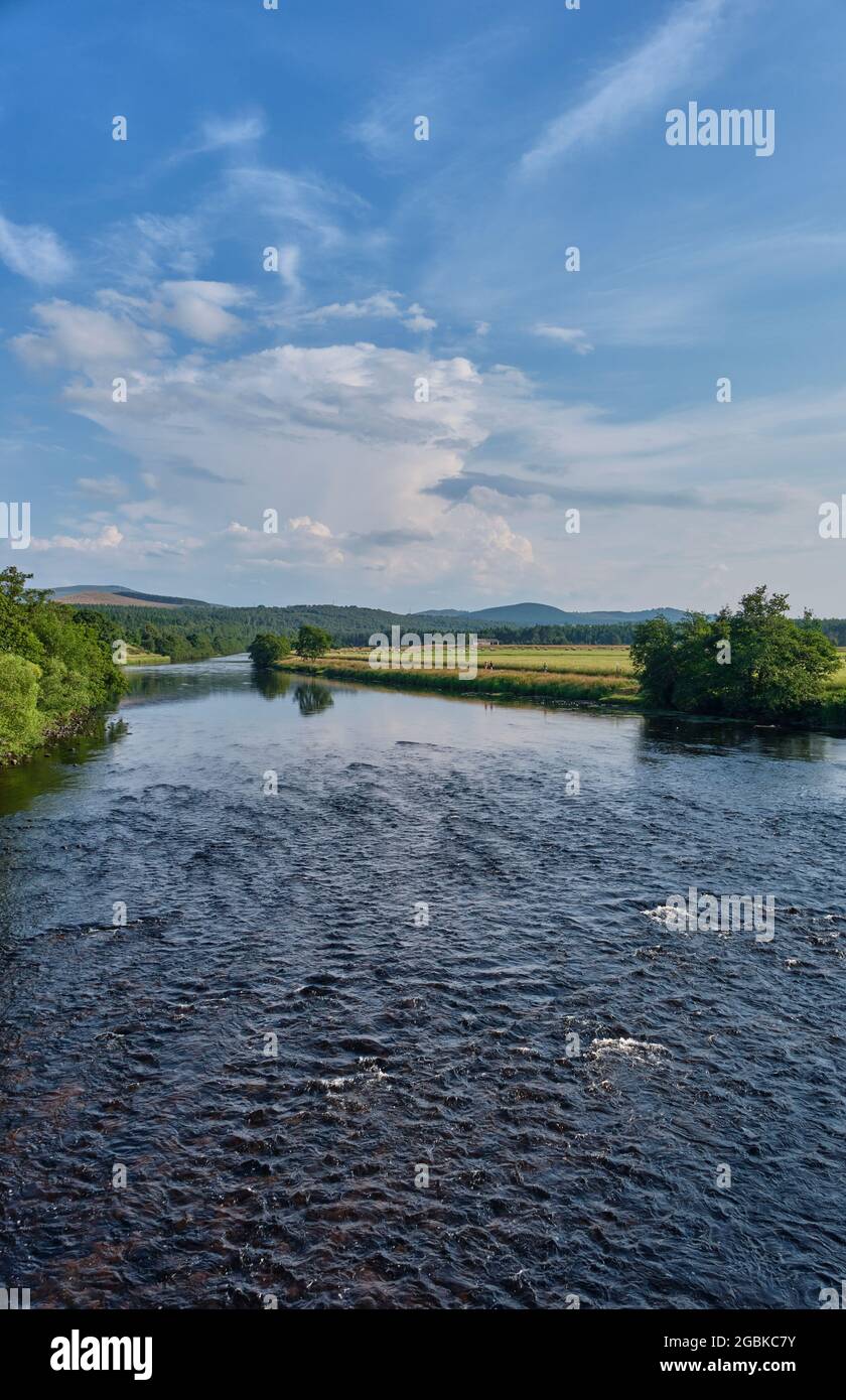 Der Fluss Spey in Cromdale, in der Nähe von Grantown-on-Spey, Speyside, Schottland Stockfoto