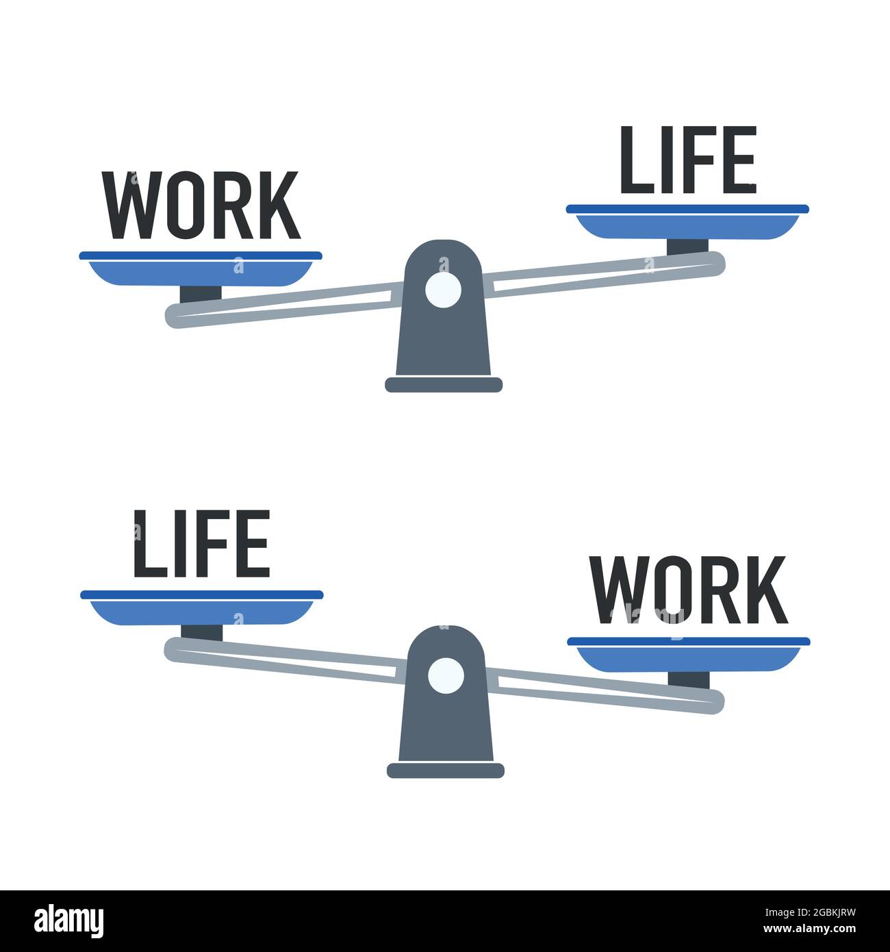 Balance Life and Work on Scales Konzept. Stock-Vektor Stock Vektor