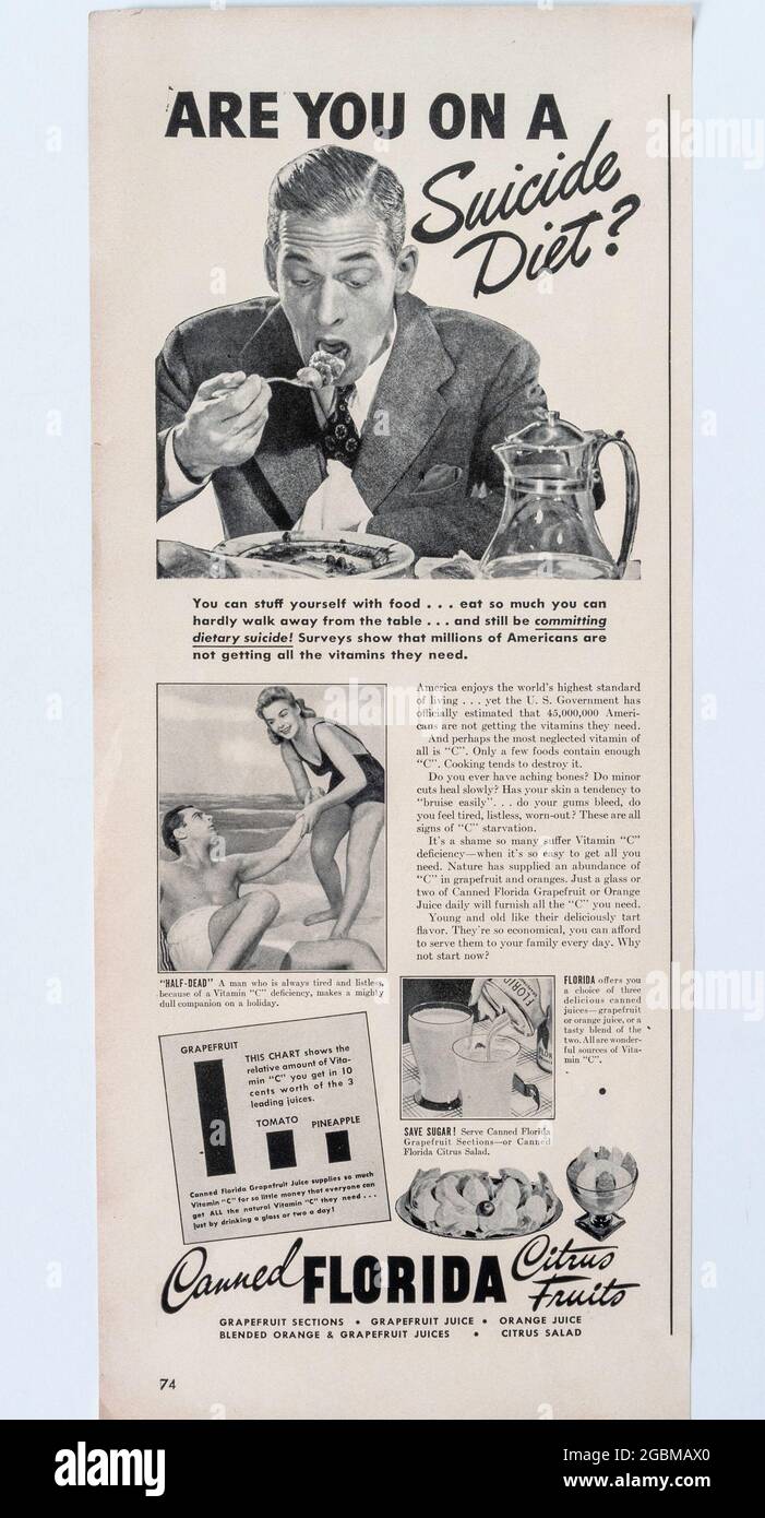 Anzeige des Vintage Life Magazine, Ausgabe Juli 6, 1942, USA Stockfoto