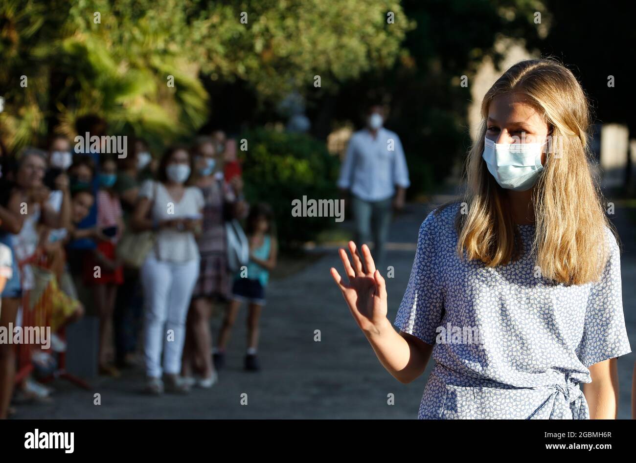 Escorca, Spanien. August 2021. Prinzessin Leonor besucht während ihres Sommerurlaubs auf der Insel Mallorca das Landschaftsinterpretationszentrum Serra de Tramuntana und das Kloster Lluc. Quelle: Clara Margais/dpa/Alamy Live News Stockfoto