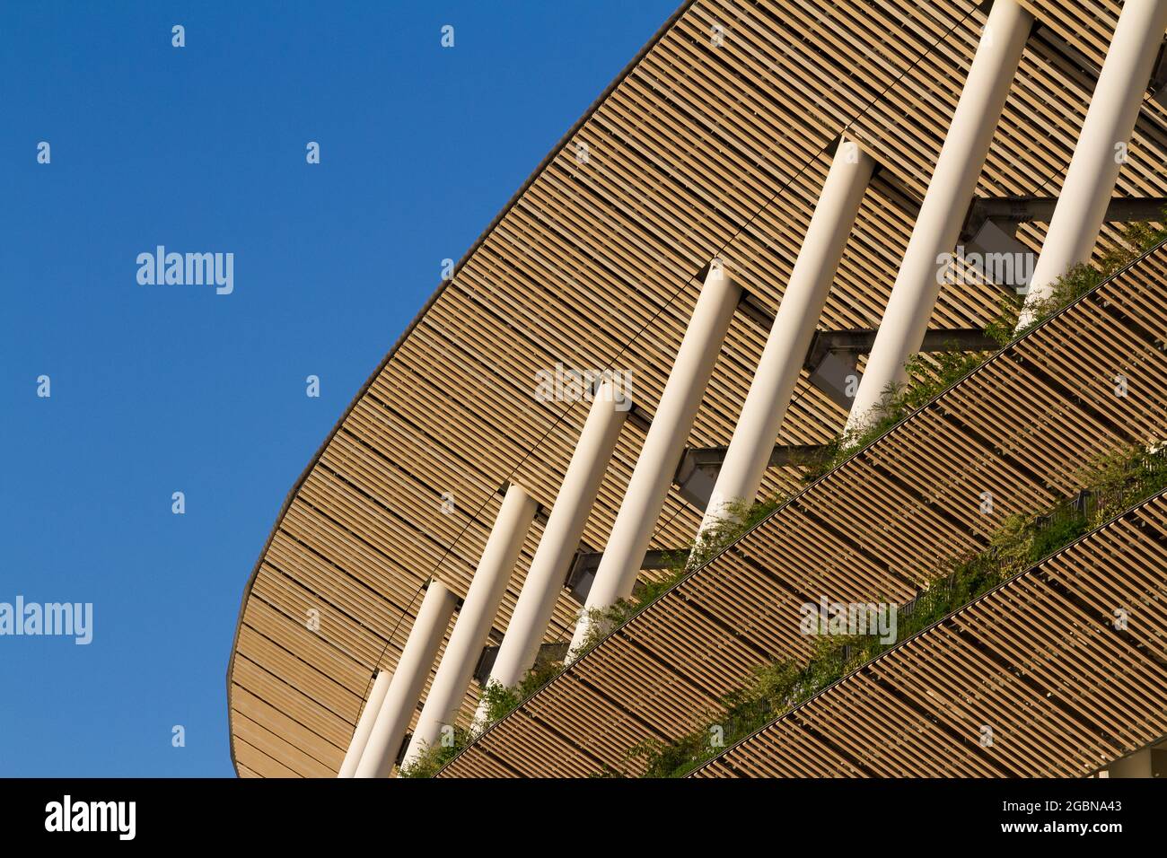 Detailbilder des Tokioter Olympiastadions in Gaiemmae, Tokio, Japan. Stockfoto