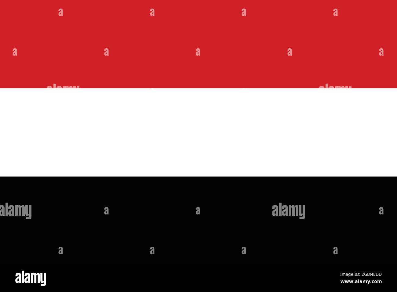 Nationalflagge des Jemen Originalgröße und Farben Vektorgrafik, Alam al-Yaman Nordjemen und Südjemen, Flagge der Republik Jemen, Araber Stock Vektor