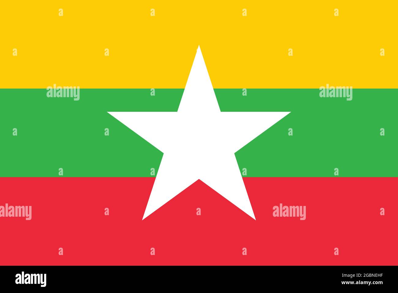 Nationalflagge von Myanmar Originalgröße und Farben Vektor-Illustration, State of Burma Flagge, Myanmar Flagge Stock Vektor