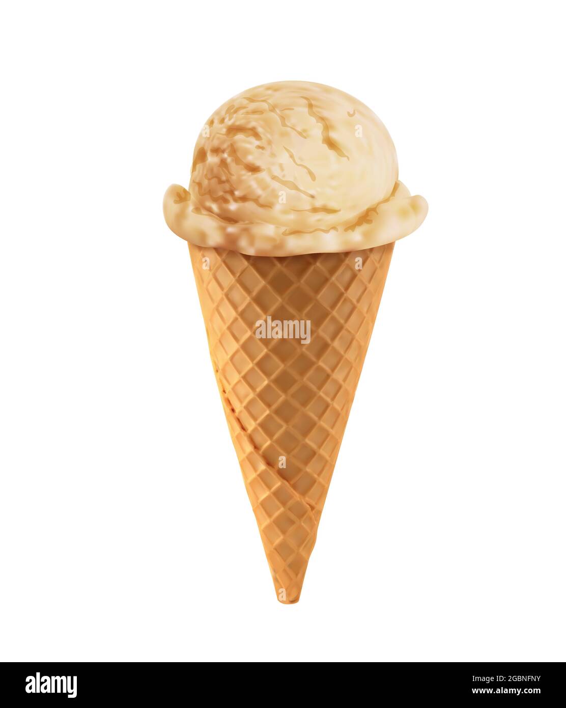 Realistischer Creme Brulee Eisportionierer Waffelkegel. Vanilleeis,  3D-Vektor-Karamell-Eisbecher. Im Sommer Gefrorenes Dessert, Eis Im Sack  Stock-Vektorgrafik - Alamy