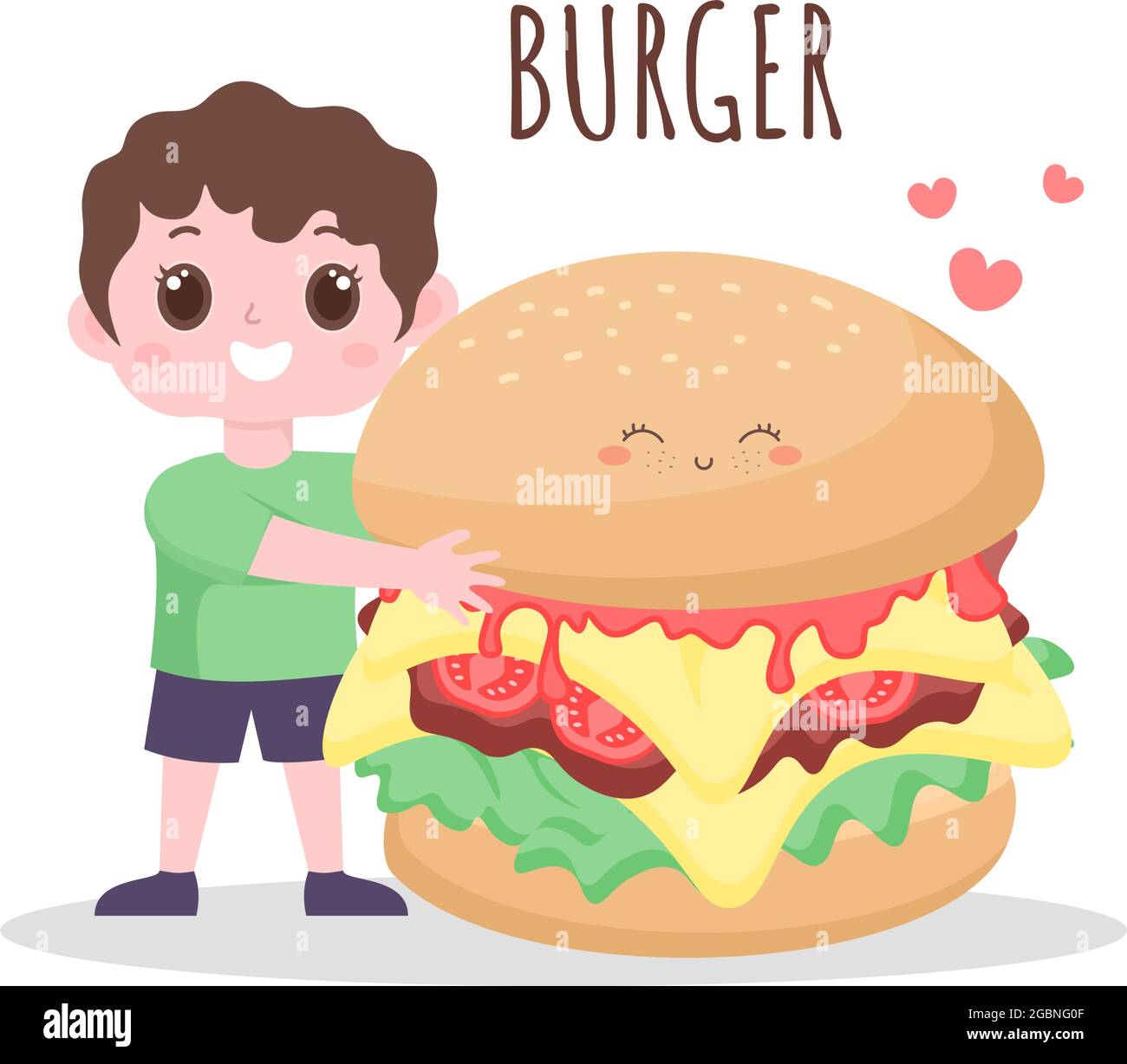 Ein Kind Isst Fast Food Hintergrund Vektor Illustration Mit Lebensmitteln Fur Burger Pizza Donuts Pommes Frites Hot Dog Oder Cola Schmackhaftes Image Essen In Florida Stock Vektorgrafik Alamy