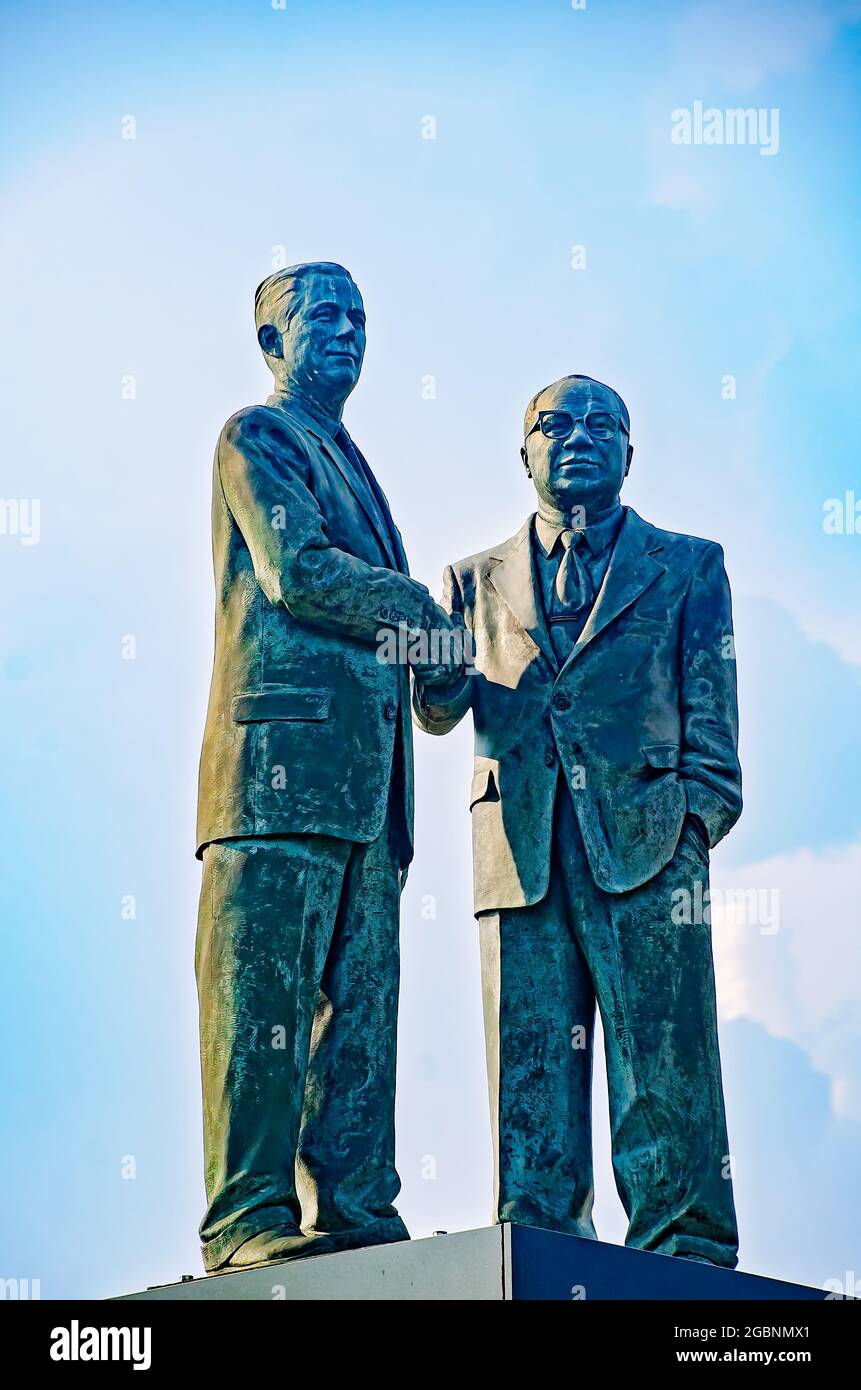 Eine Skulptur von Joseph Langan und John LeFlore steht am Unity Point, 1. August 2021, in Mobile, Alabama. Stockfoto