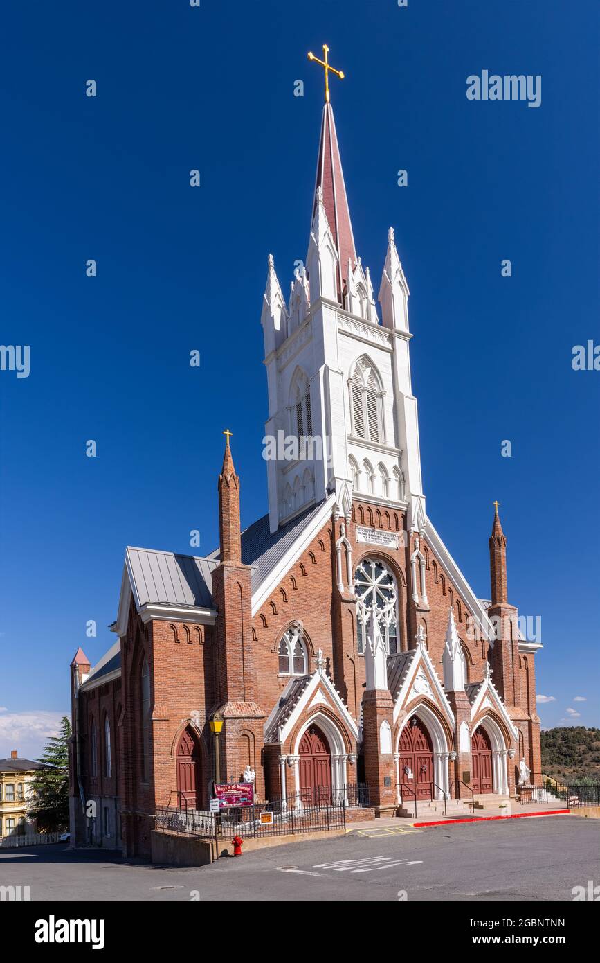 Historische St. Mary's in the Mountains Catholic Church, Virginia City, Nevada Stockfoto