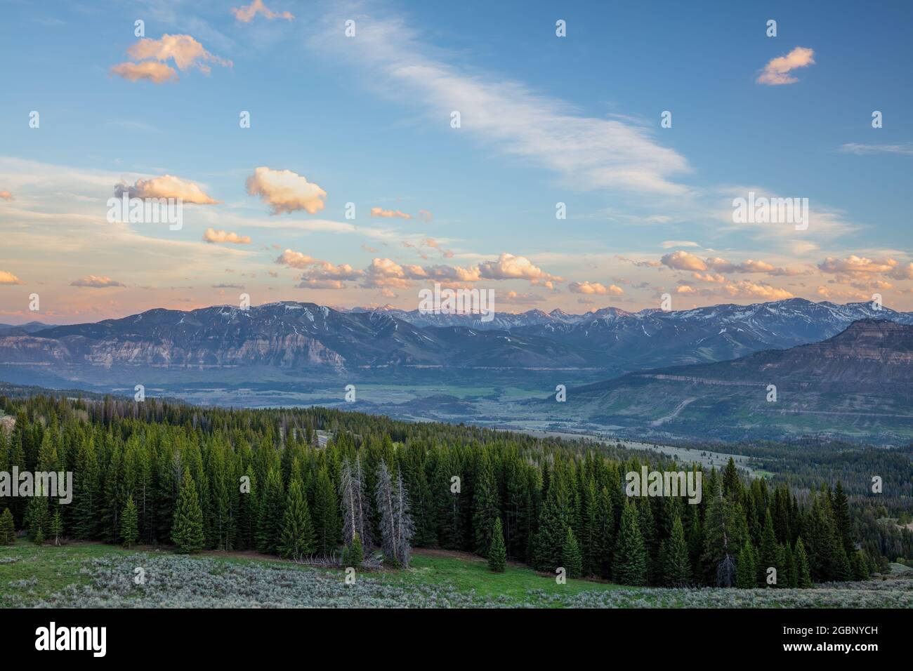 Blick auf die Absaroka Range von einem Blick auf den Beartooth Highway, Wyoming Stockfoto