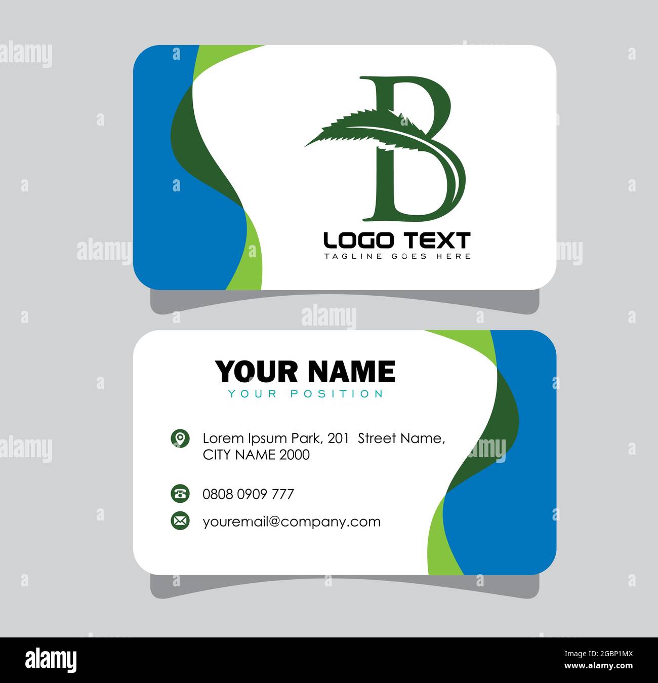 Eine Vektordarstellung von Cannabis Anfangsbuchstabe B Logo Stock Vektor