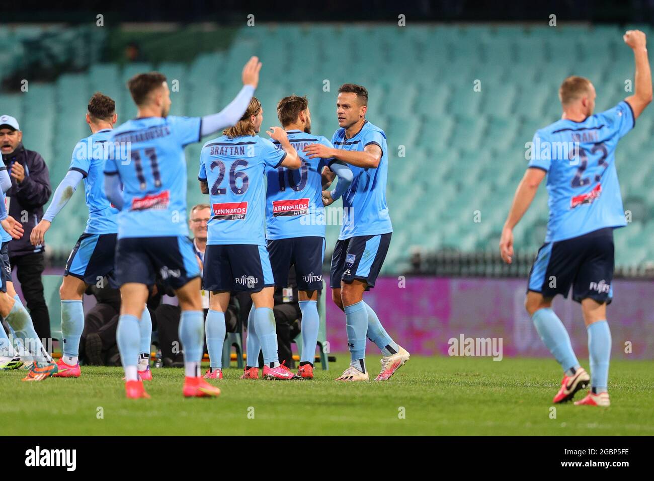 SYDNEY, AUSTRALIEN - 23. MAI: Bobo of Sydney FC feiert den Torreigen beim A-League-Fußballspiel zwischen dem Sydney FC und dem Western Sydney Wanderers FC am 23. Mai 2021 auf dem Sydney Cricket Ground in Sydney, Australien. Quelle: Pete Dovgan/Speed Media/Alamy Live News Stockfoto