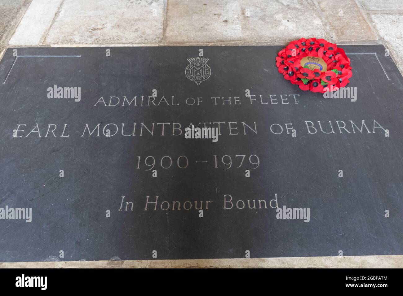 England, Hampshire, Romsey, Romsey Abbey, Earl Mountbatten of Burma Gedenktafel Stockfoto