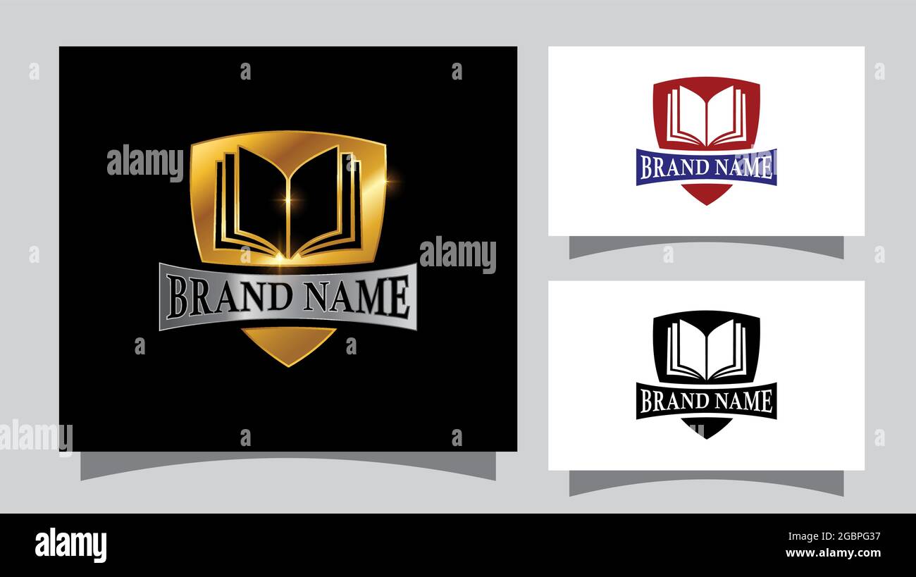 Eine Vektordarstellung von Schild und Buchlogo Stock Vektor