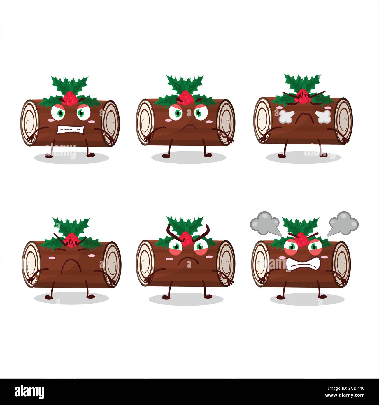 Kuchen Zimt Rolle weihnachten Cartoon-Figur mit verschiedenen wütend Ausdrücke. Vektorgrafik Stock Vektor