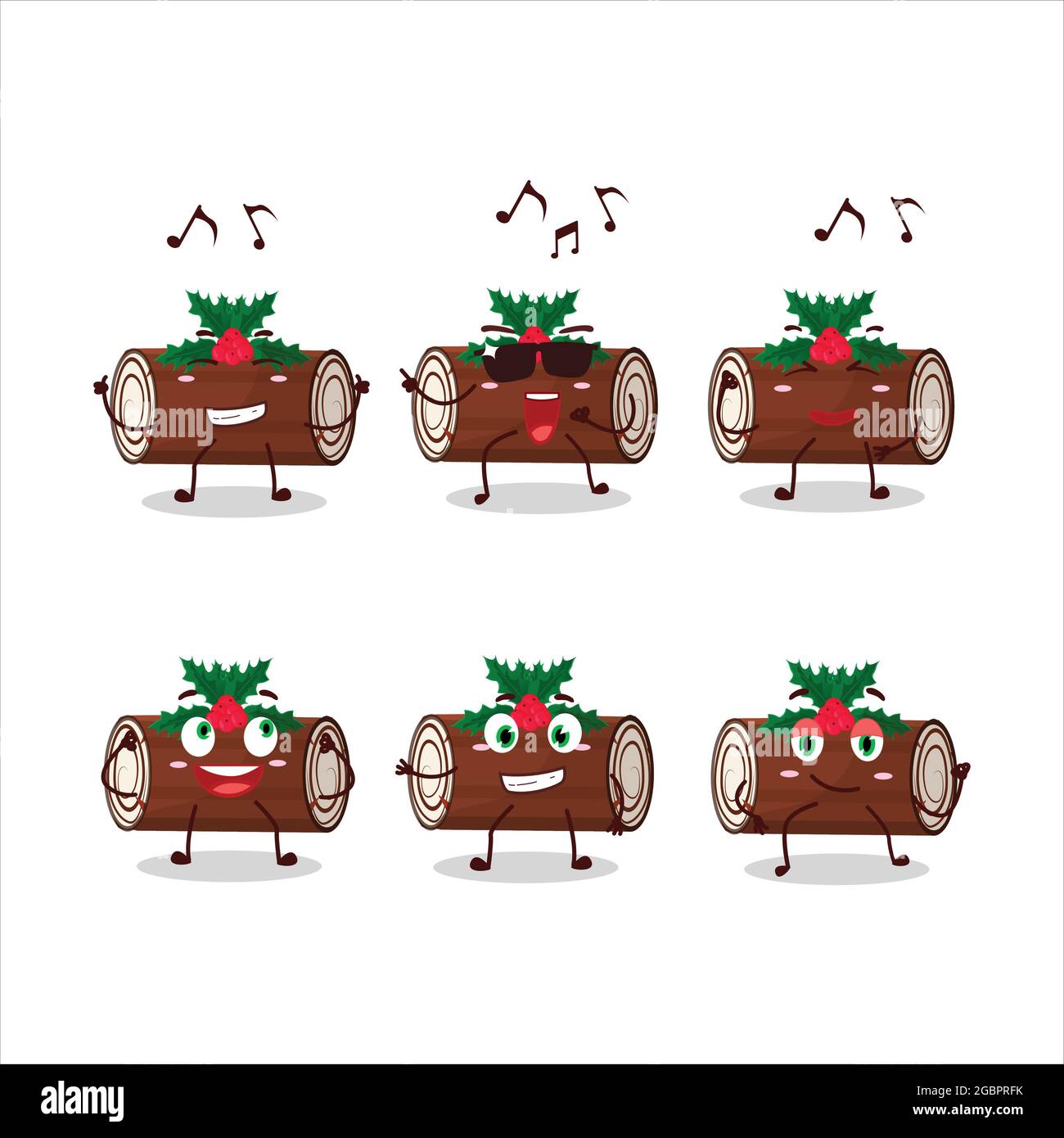 Ein Bild von Kuchen Zimt Rolle weihnachtstänzer Zeichentrickfigur genießen die Musik. Vektorgrafik Stock Vektor