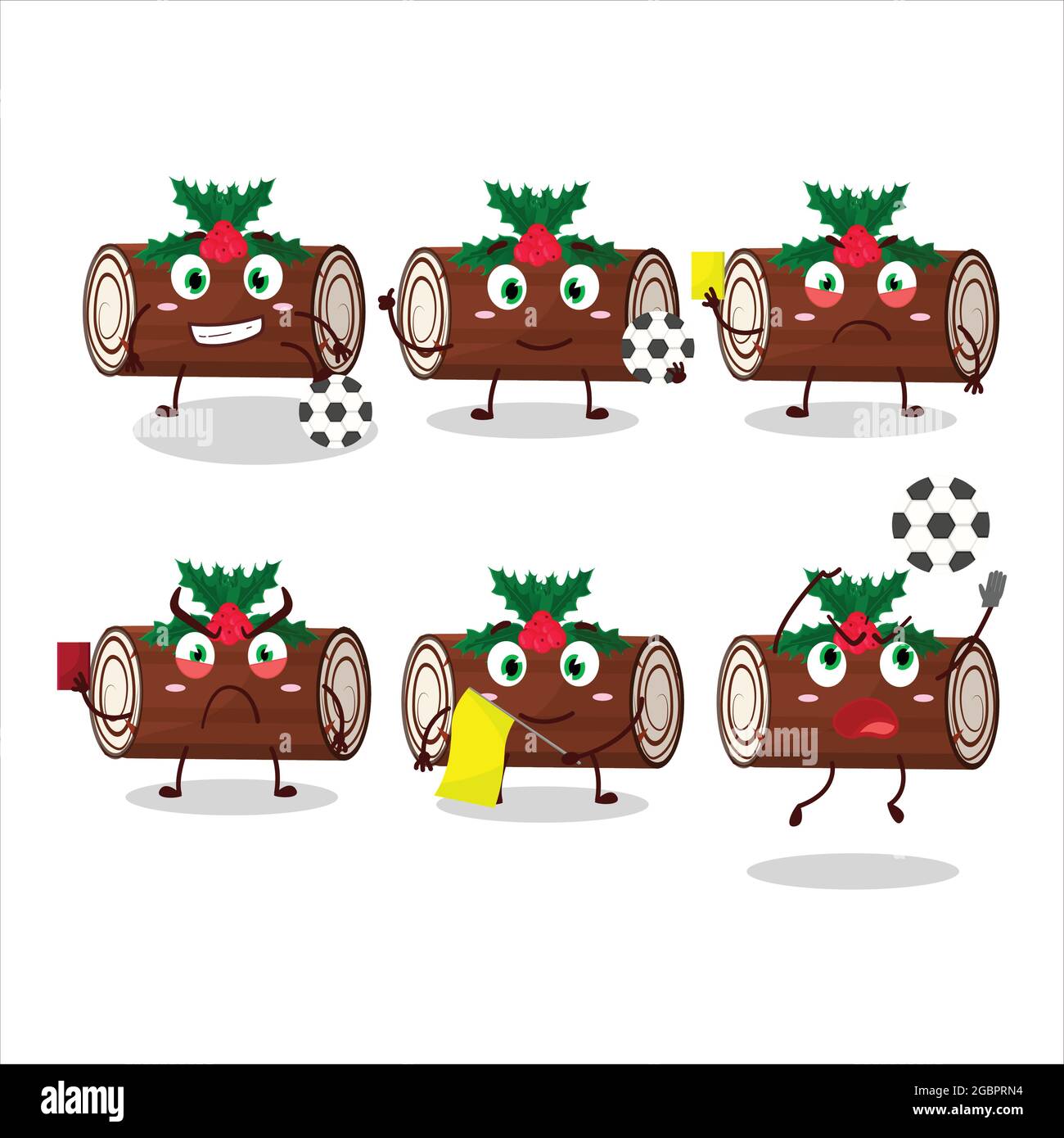 Kuchen Zimt Rolle weihnachten Zeichentrickfigur arbeitet als Fußball-Schiedsrichter. Vektorgrafik Stock Vektor