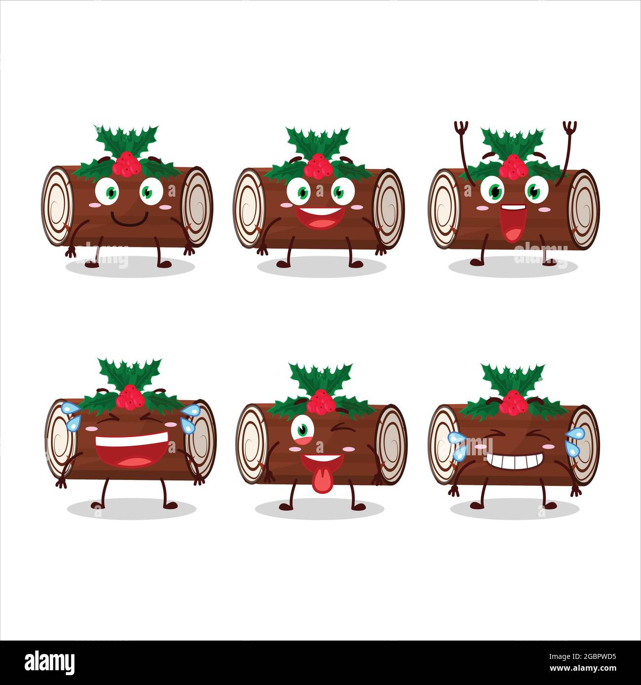 Cartoon-Charakter der Kuchen Zimt Rolle weihnachten mit Lächeln Ausdruck. Vektorgrafik Stock Vektor