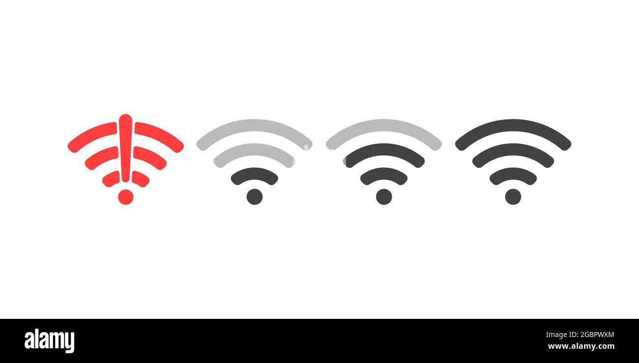 Wireless WiFi Symbol Zeichen flach Design Vektor Illustration Set. Stock Vektor