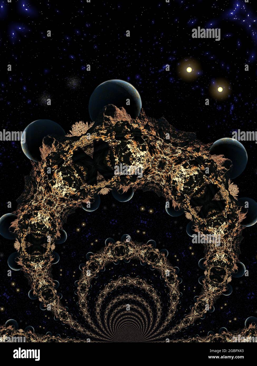 Künstlerische 3D-Darstellung einer kosmischen Szene Stockfoto