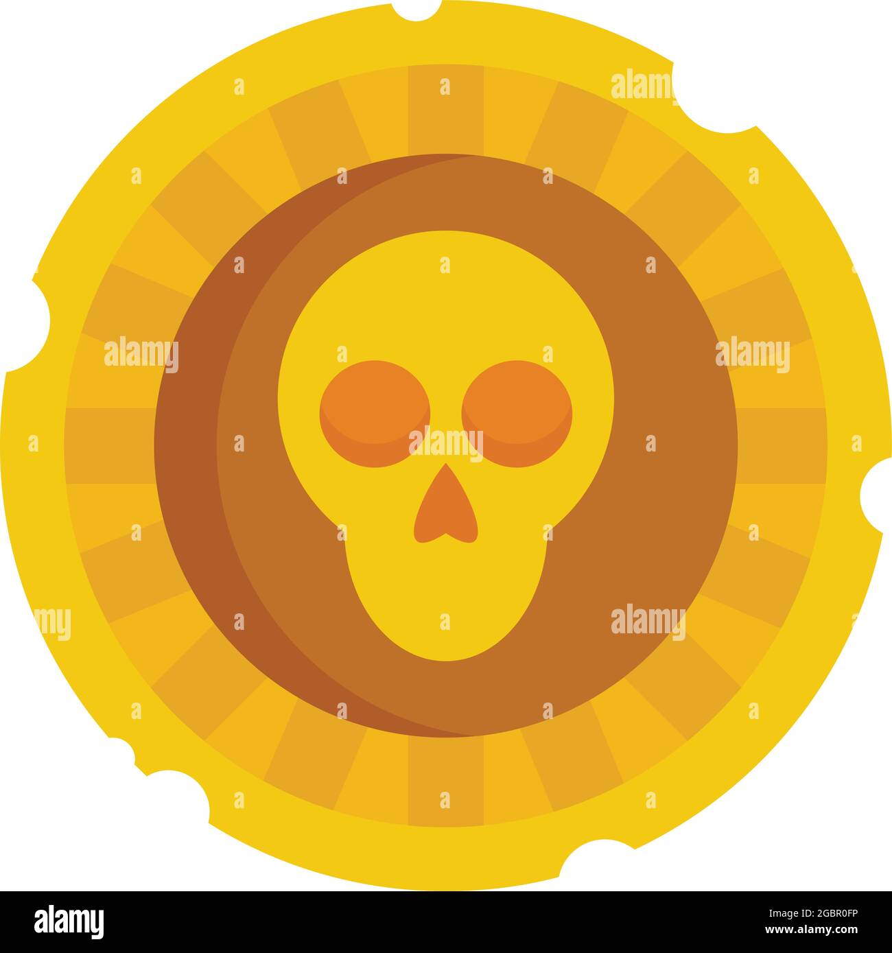 Mexikanisches Totenkopf-Münzsymbol. Flache Abbildung der mexikanischen Schädel Münze Vektor-Symbol isoliert auf weißem Hintergrund Stock Vektor