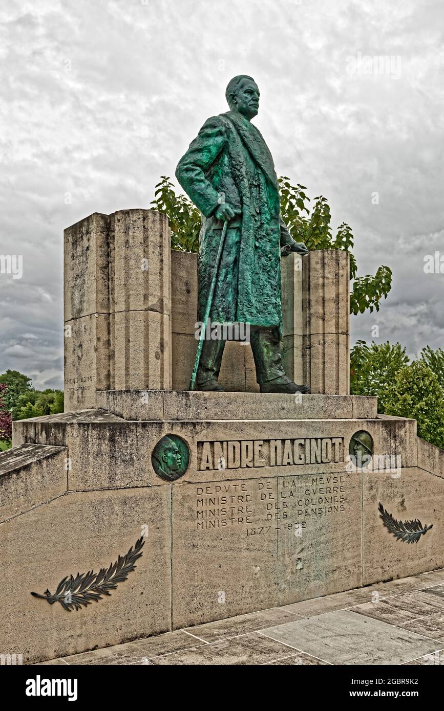 Gedenkstätte in Revigny-sur-Ornain an André Maginot, den französischen Kriegsminister, der der Maginot-Linie seinen Namen gab. Stockfoto